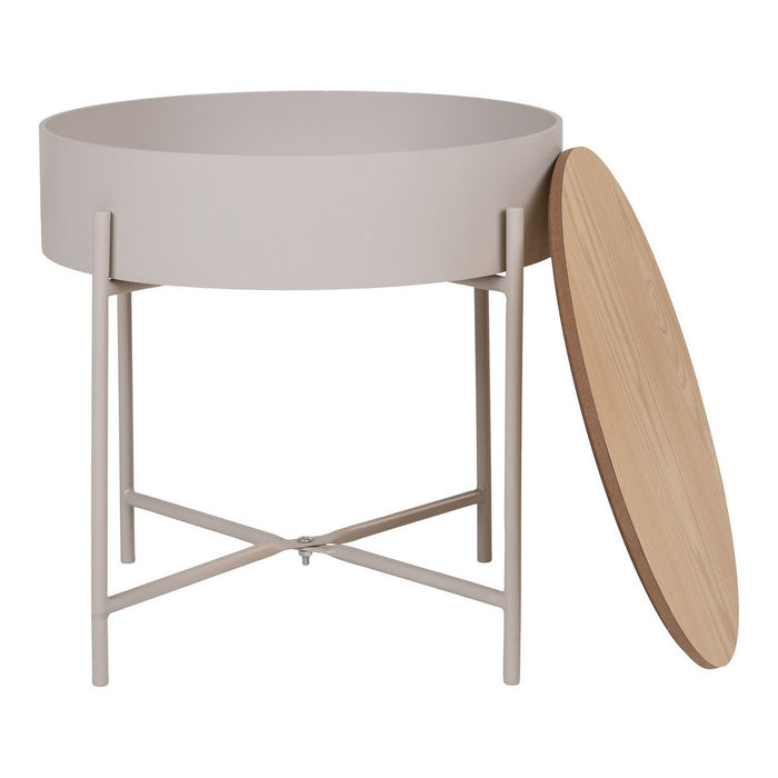 Sisco Side Table - Table d'appoint en acier thermolaqué beige-gris clair, Ø40x40 cm