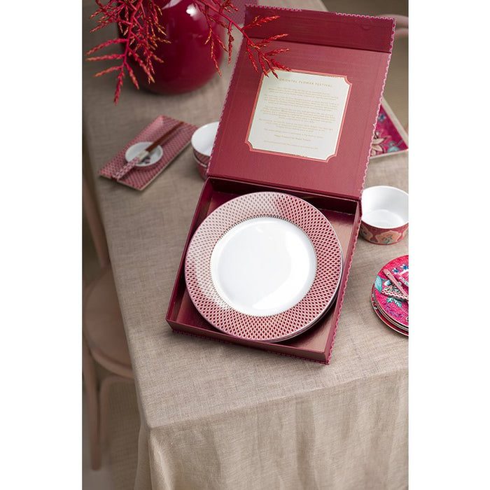 Set/4 Plates Flower Festival Scallop Dark Pink 26.5cm