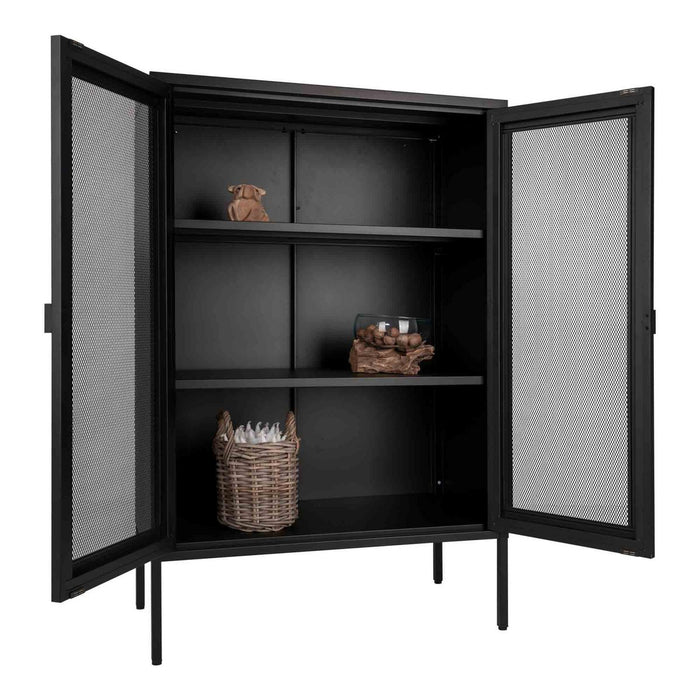 Melbourne Display Cabinet - Vitrine en noir avec porte grillagée