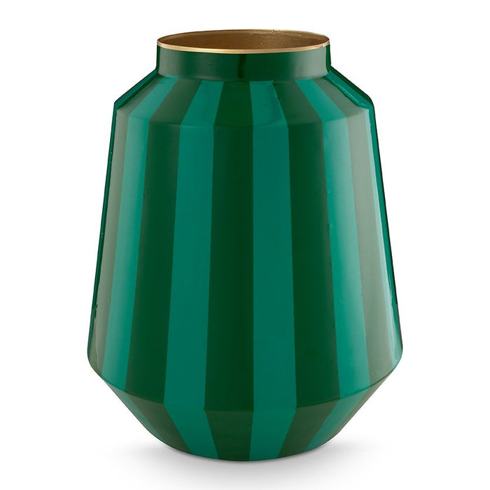 Vase Metal Stripes Green 24x29cm