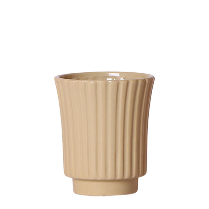 Kolibri Home | Retro khaki bloempot - khaki kleurige keramieken sierpot - Ø9cm