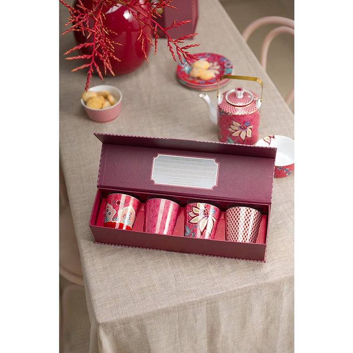 Giftset Mugs without Ear Oriental Flower Festival Dark Pink 230ml