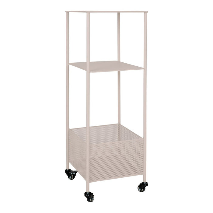 Torres Metal Cart - Metal cart, steel, sand, 3 shelves, 35x35x100 cm