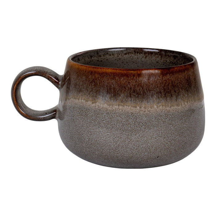 Selma Mug - Mug, ceramic, gray/brown, ø10x7.5 cm, set of 4