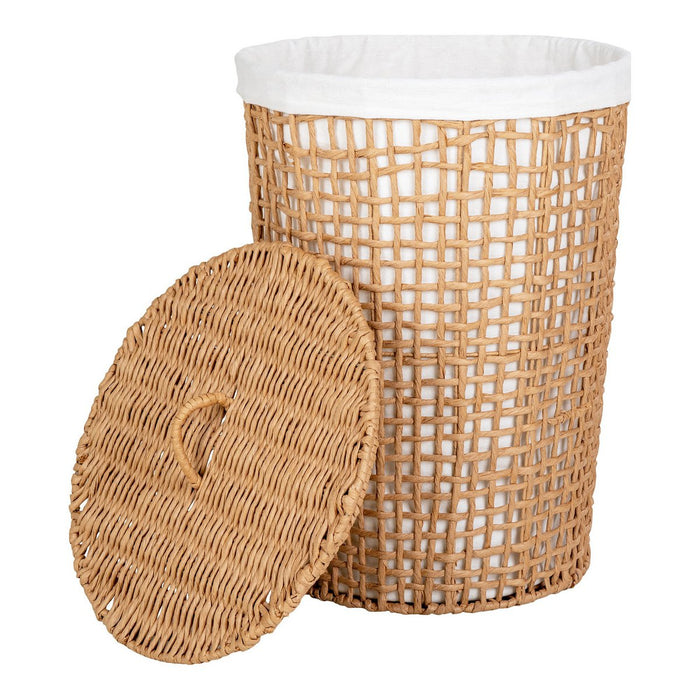 Pomal Laundry Basket - Panier à linge, papier, marron clair/blanc, ø42x56 cm