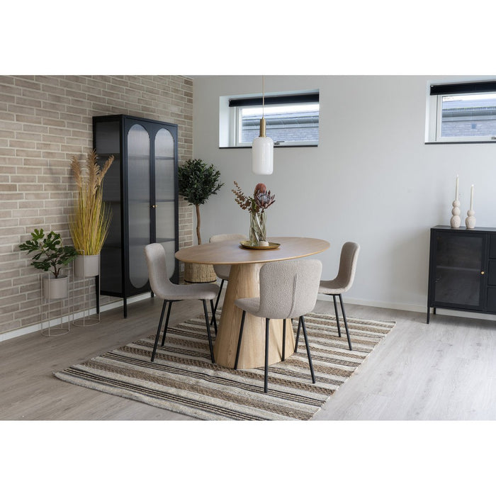 Halden Dining Chair - Chaise de salle à manger en boucle, beige avec pieds noirs, HN1233 - lot de 2