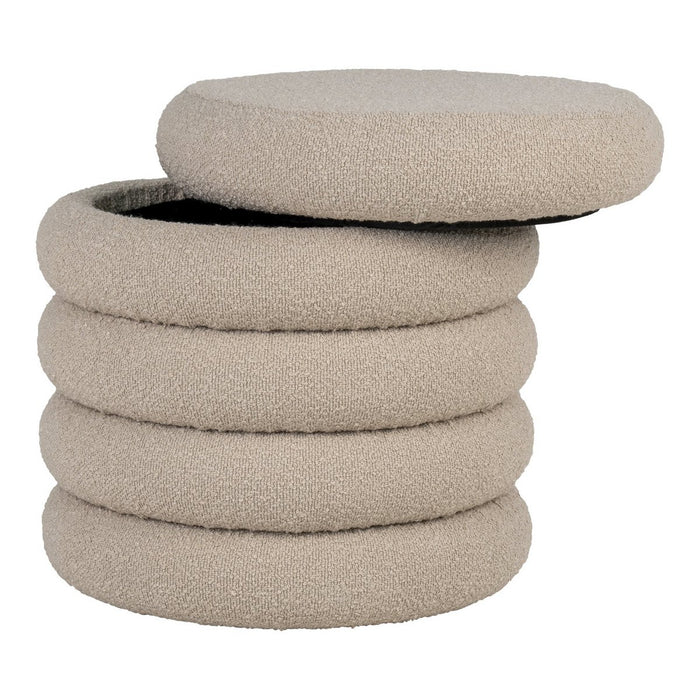 Brooklyn Pouf - Pouf avec rangement, frisé, beige, Ø44x44 cm