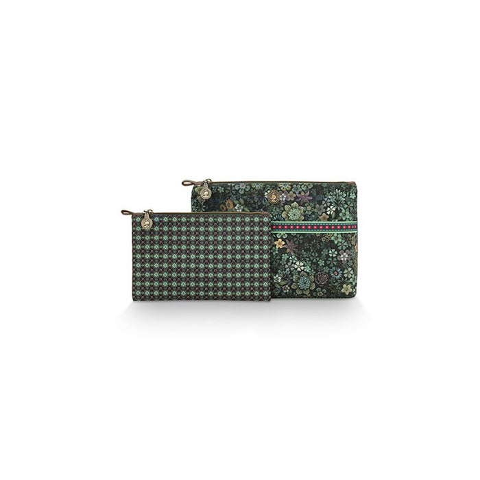 Cosmetic Bag Combi Tutti i Fiori Green 26x18x7.5cm/22x13x1cm