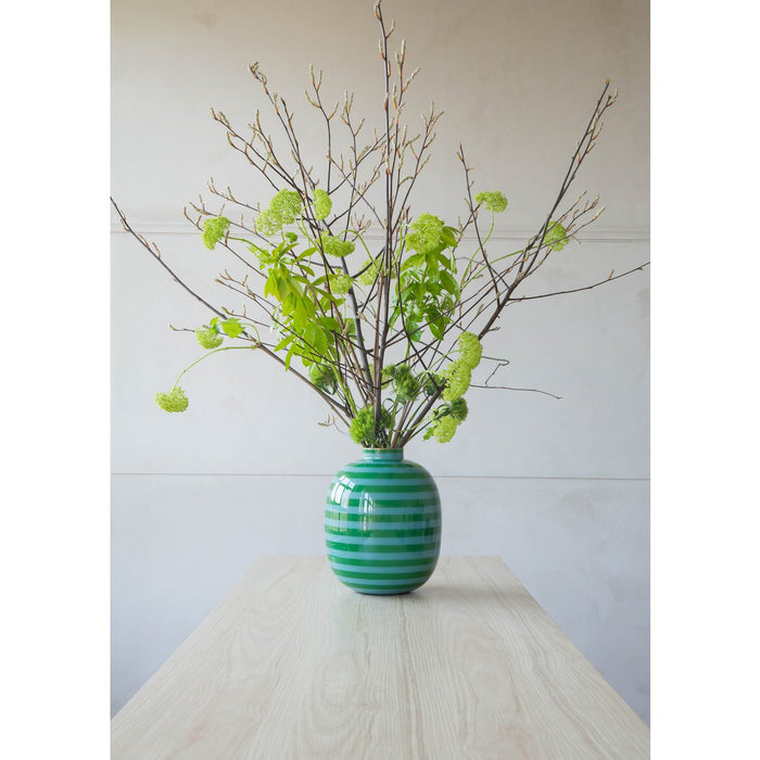 Vase Metal Stripes Green 32cm