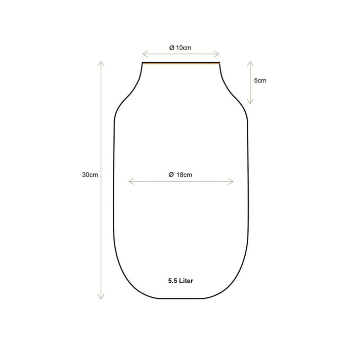 Vaas Metaal Ovaal Geel 30cm