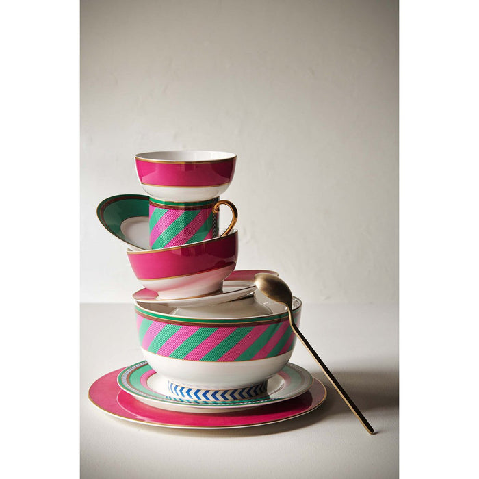 Bowl Chique Stripes Pink-Green 20.5cm