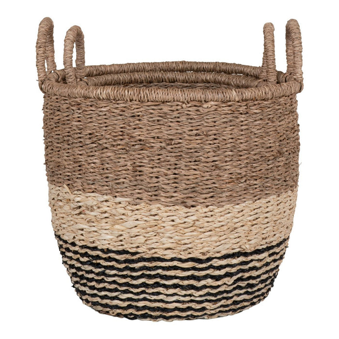 Lima Basket - Seagrass Basket, Natural/Brown/Black, Set of 2