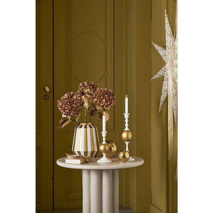 Candle Holder Metal Sphere Small White-Gold 24cm