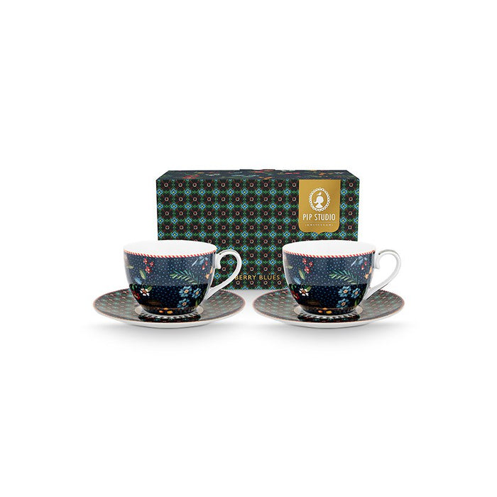 Set/2 Cups and Saucers Berry Blues 280ml