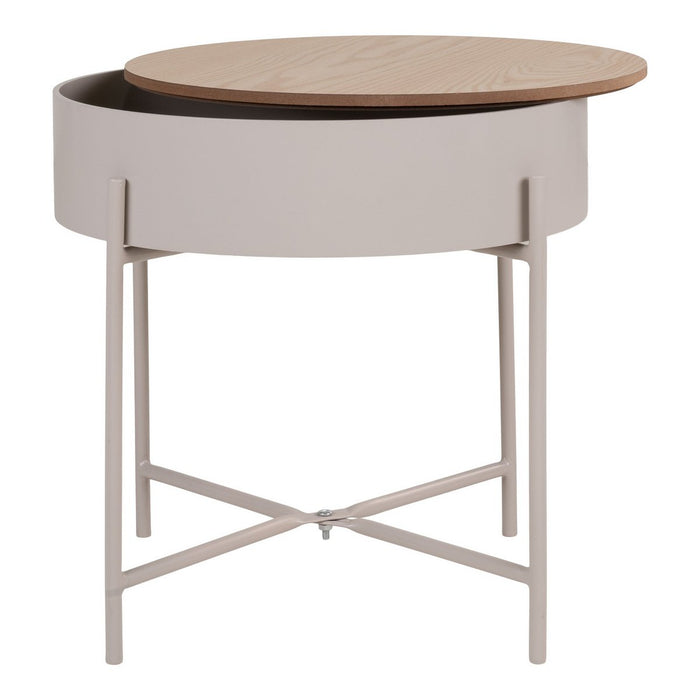 Sisco Side Table - Table d'appoint en acier thermolaqué beige-gris clair, Ø40x40 cm