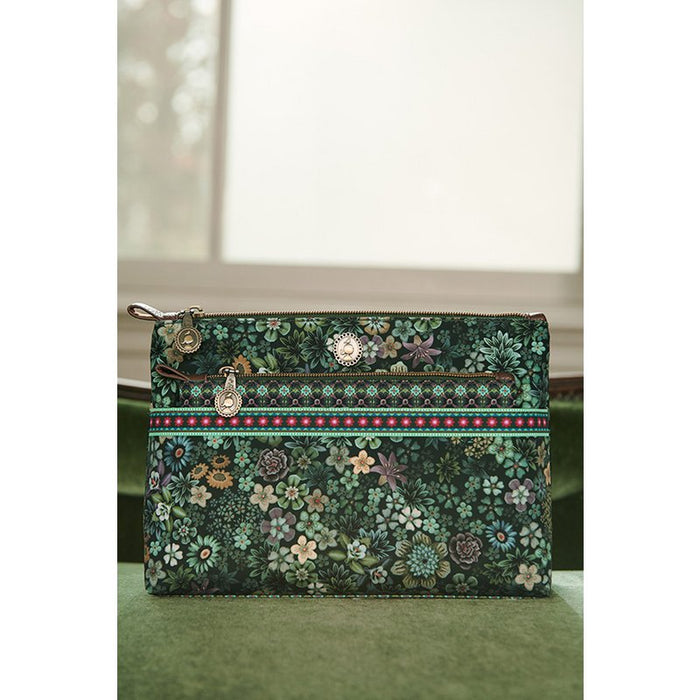 Cosmetic Bag Combi Tutti i Fiori Green 26x18x7.5cm/22x13x1cm