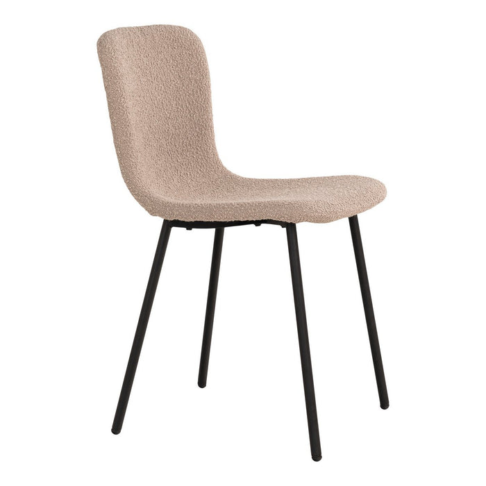 Halden Dining Chair - Chaise de salle à manger en boucle, beige avec pieds noirs, HN1233 - lot de 2