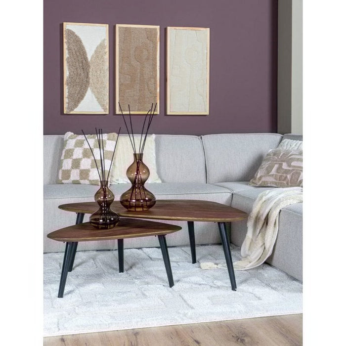 Coffee table Jamal – Espresso Mango wood – Set of 2