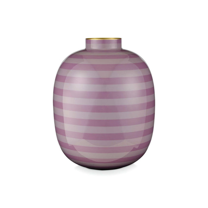 Vase Metal Stripes Lilac 32cm