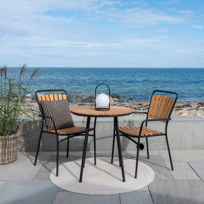 Cleveland Café Table - Café Table, teak table top, natural, black legs, ø70x74 cm