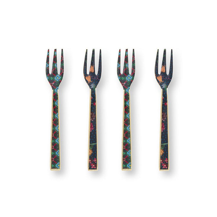 Set/4 Cake Forks Enamelled Berry Blues 14.5cm