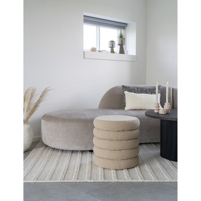 Brooklyn Pouf - Pouf avec rangement, frisé, beige, Ø44x44 cm