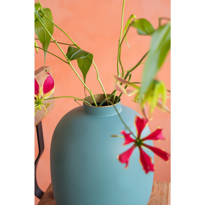 Vase Metal Matt Light Blue 32cm