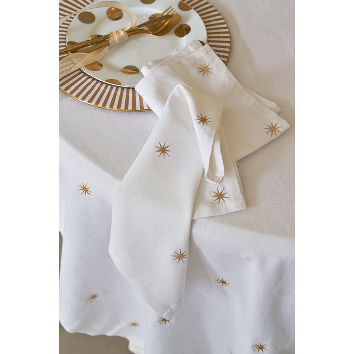 Table Cloth Embroidery Stars Gold 160x250cm