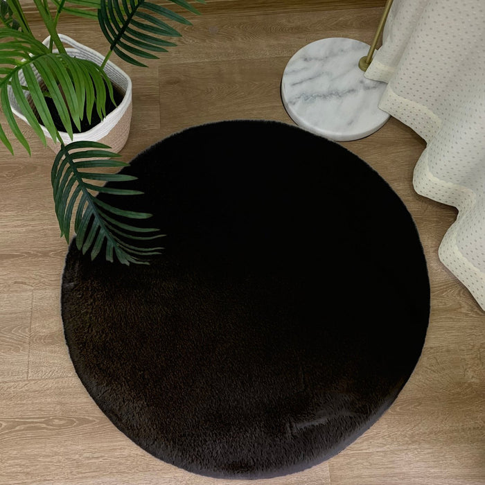 Tapis Moelleux Rond Noir 160x160CM