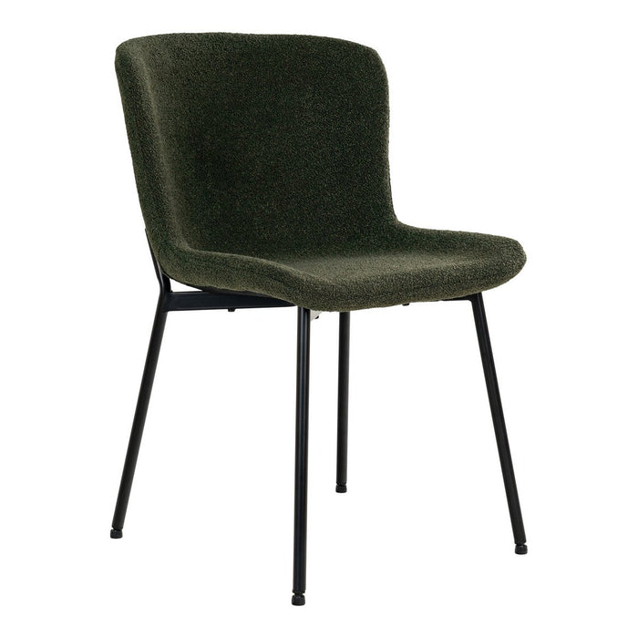 Chaise de salle à manger Maceda - Chaise de salle à manger en boucle, vert foncé avec pieds noirs - Lot de 2