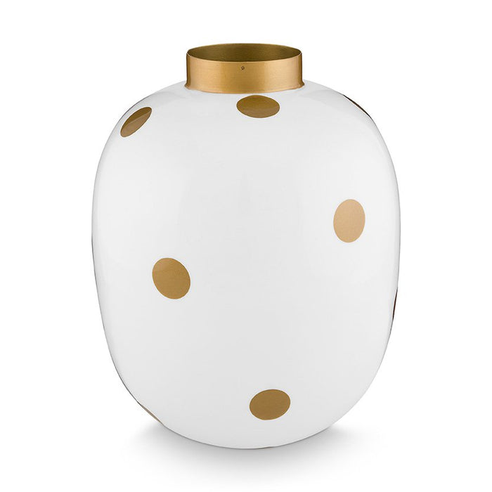 Vase Metal Dots White-Gold 32cm