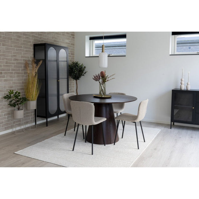 Halden Dining Chair - Chaise de salle à manger en boucle, beige avec pieds noirs, HN1233 - lot de 2