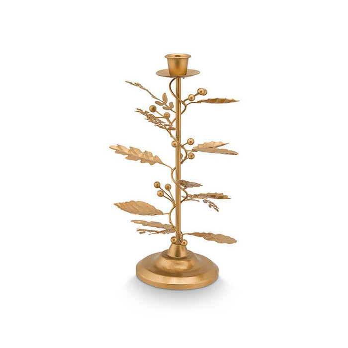 Candle Holder Leaves Gold 27cm