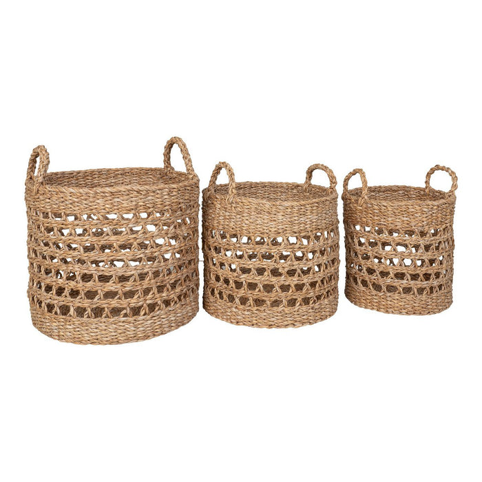 Balok Basket - Mand, zeegras, naturel/zwart, set van 3