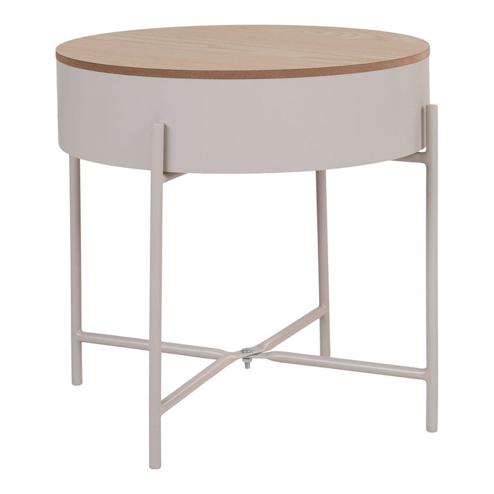 Sisco Side Table - Table d'appoint en acier thermolaqué beige-gris clair, Ø40x40 cm