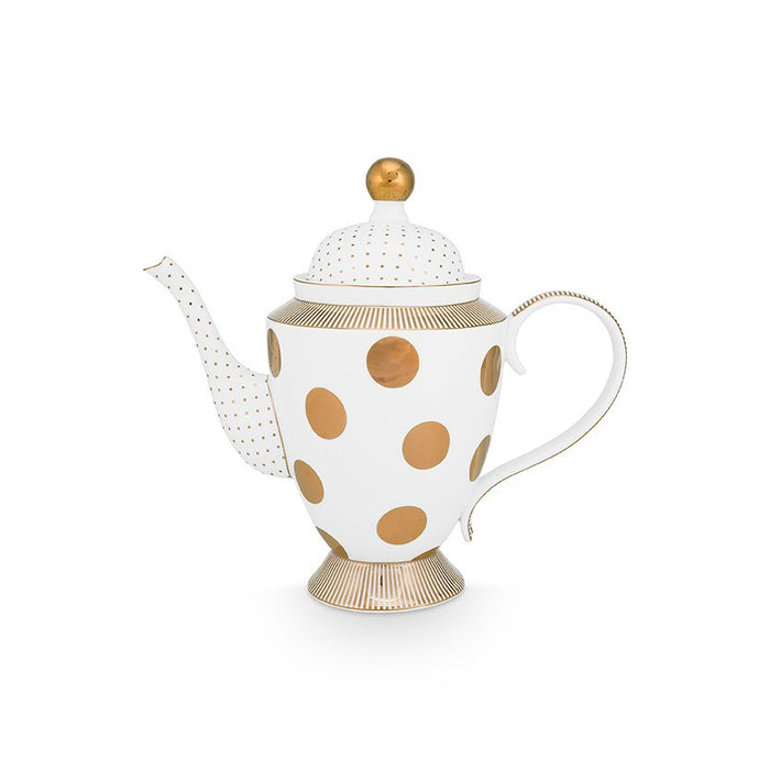 Teapot Dot Delight White-Gold 1.25ltr