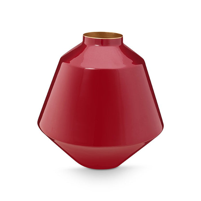 Vase Metal Dark Mid Red 35cm