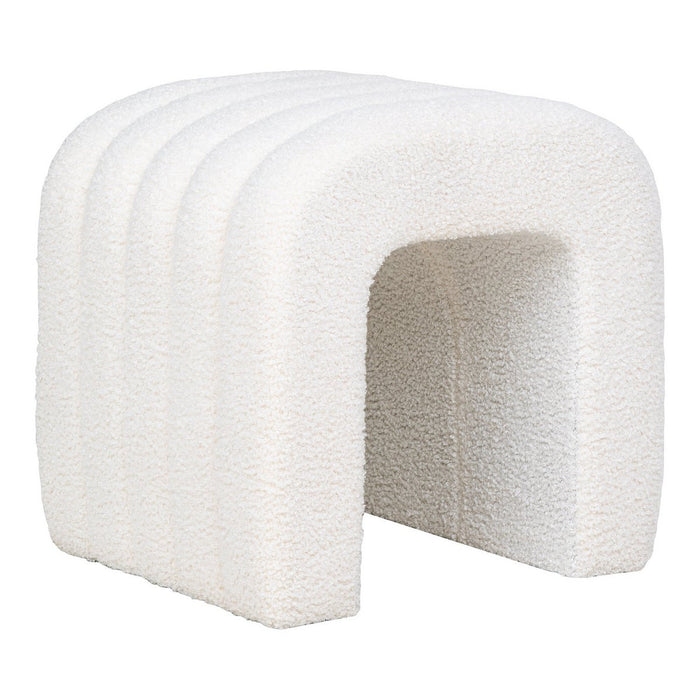 Pouf Colma - Pouf, bouclé, blanc, 41x36,5 cm, HN1234