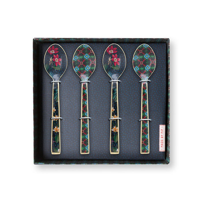 Set/4 Spoons Enamelled Berry Blues 14.5cm