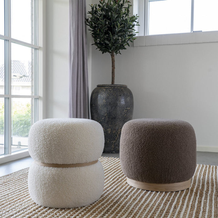 Belfort Pouf - Pouf in Bouclé, brown, Ø44.5x40 cm, HN1238