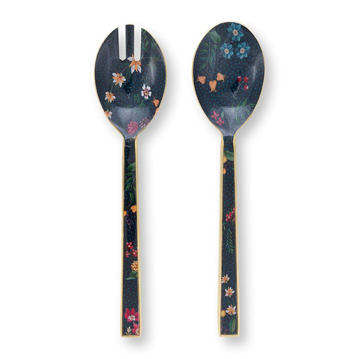 Set/2 Salad Server Enamelled Berry Blues 25cm