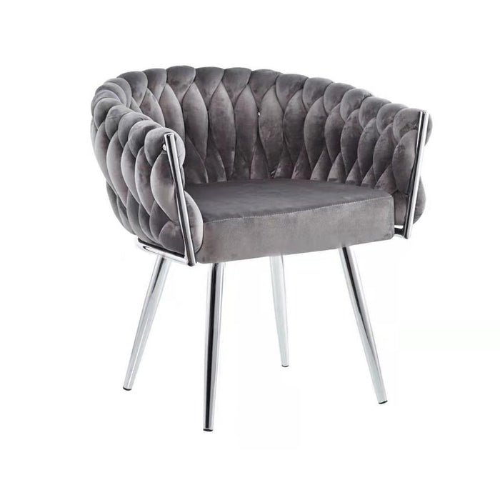 Eva Chair Velvet Gray Chrome Frame