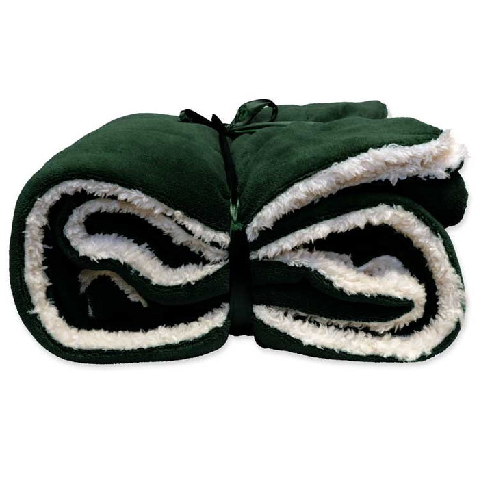 Unique Living -Lars coral fleece/suede plaid 150x200cm dark green