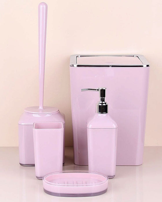 Toiletset 5-delig - Toiletaccessoireset - WC set - Toiletborstelhouder - Zeep Dispenser / Pomp - Tandenborstelhouder - Roze kleur K-SAG HOME BV 