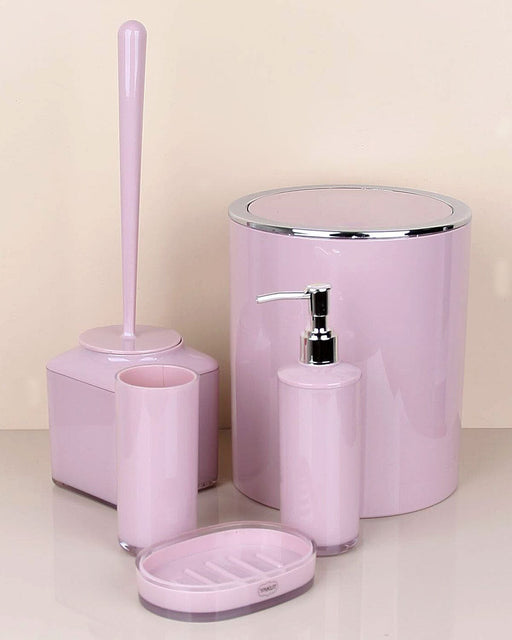 Toiletset 5-delig - Toiletaccessoireset - WC set - Toiletborstelhouder - Zeep Dispenser / Pomp - Tandenborstelhouder - Roze kleur K-SAG HOME BV 