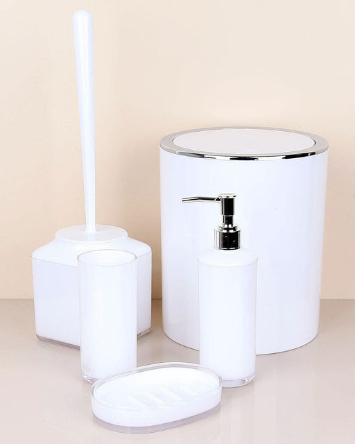 Toiletset 5-delig - Toiletaccessoireset - WC set - Toiletborstelhouder - Zeep Dispenser / Pomp - Tandenborstelhouder - Wit K-SAG HOME BV 