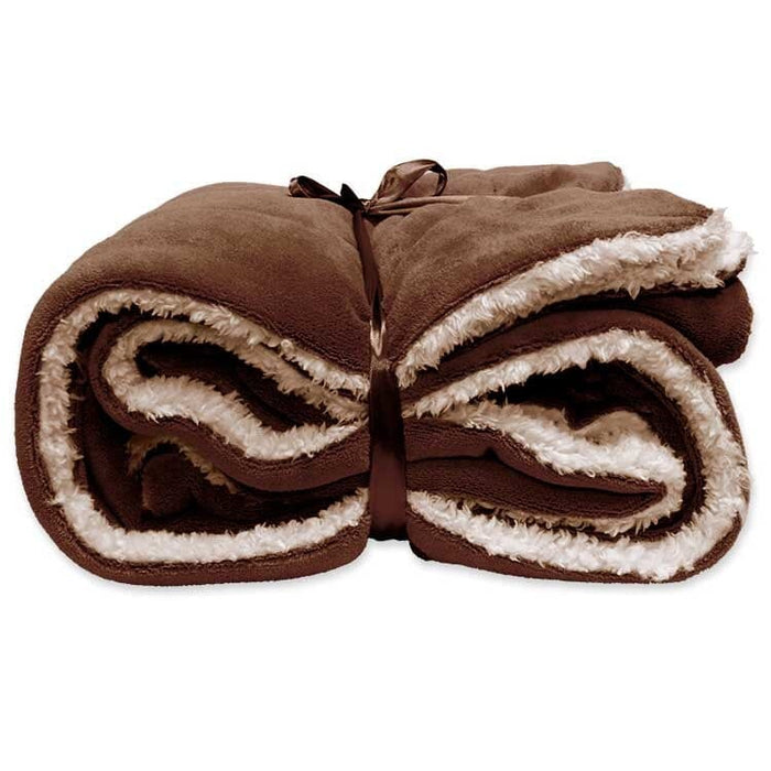 Unique Living - Lars coral fleece/suede plaid 150x200cm bison brown K-SAG HOME BV 