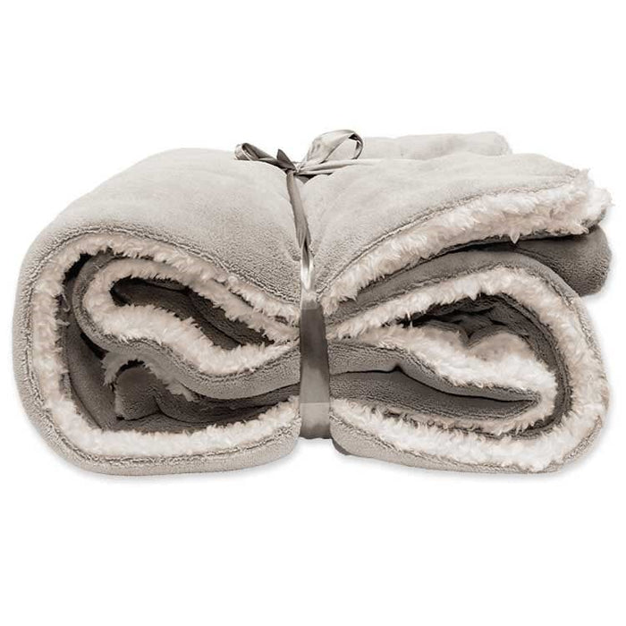 Unique Living - Lars coral fleece/suede plaid 150x200cm chateau grey K-SAG HOME BV 